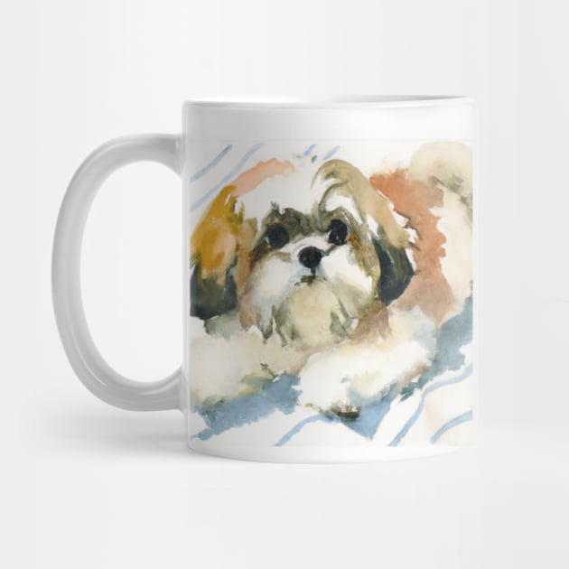 Shih Tzu Watercolor Painting - Dog Lover Gifts by Edd Paint Something